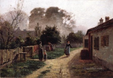 Escena del pueblo Theodore Clement Steele Pinturas al óleo